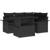 5-delars Trädgårdsoff Set med Kuddar Svart Poly-Rotting vidaXL 100 x 55 x 73 cm – miniatyr 2