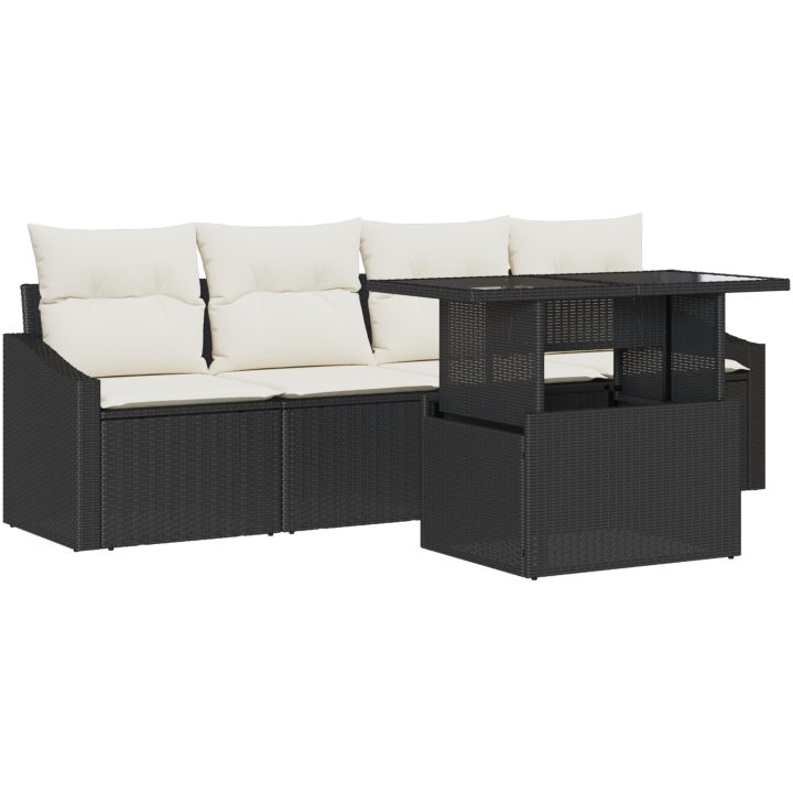 5-delars trädgårdsoff_set med kuddar vidaXL 100 x 55 x 73 cm – bild 2
