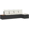 5-delars trädgårdsoff-set med svarta kuddar i polyester och rattan. vidaXL 294 x 117 x 85 cm – miniatyr 2