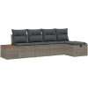 5-delars trädgårdsoffa med grå poly-rattan kuddar vidaXL 294 x 117 x 85 cm – miniatyr 2