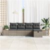 5-delars trädgårdsoffa med grå poly-rattan kuddar vidaXL 294 x 117 x 85 cm – miniatyr 3