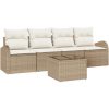 5 Delars Trädgårdsoffa med Kuddar Beige Poly Rattan vidaXL 55 x 55 x 37 cm – miniatyr 2