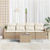 5 Delars Trädgårdsoffa med Kuddar Beige Poly Rattan vidaXL 55 x 55 x 37 cm – miniatyr 3