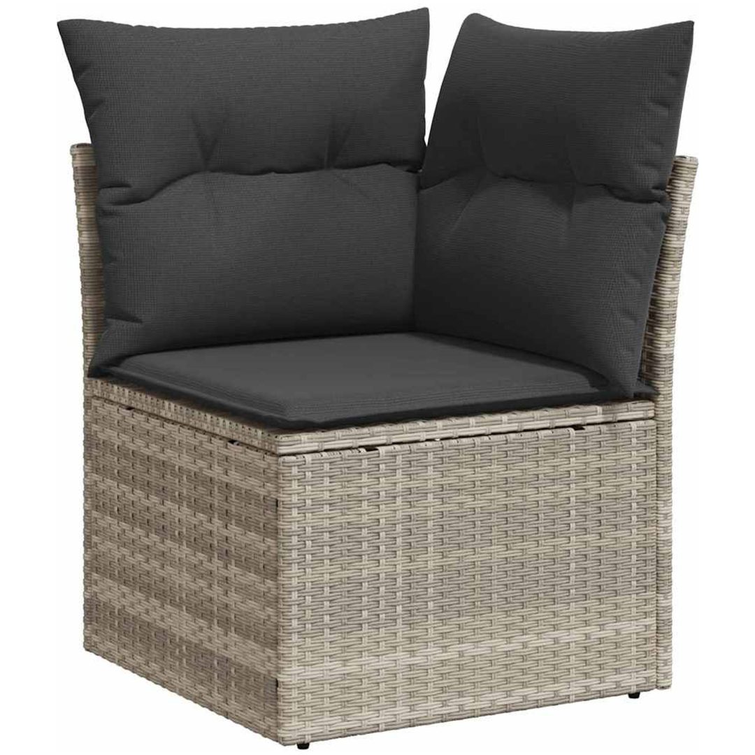 5 Delars Trädgårdsoffa Set med Kuddar Grå Poly Rattan vidaXL Stor – bild 7