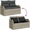 5 Delars Trädgårdsoffa Set med Kuddar Grå Poly Rattan vidaXL Stor – miniatyr 10