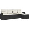 5 Delars Trädgårdsoffagrupp med kuddar Svart Poly Rattan vidaXL 234 x 117 x 85 cm – miniatyr 2