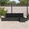 5-delars trädgårdsoffagrupp med kuddar svart poly rattan vidaXL 294 x 117 x 85 cm – miniatyr 3