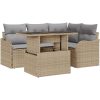 5-delars trädgårdsoffas med kuddar Beige polyrotting vidaXL Medium – miniatyr 2