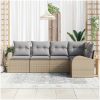 5-delars Trädgårdsoffaset med kuddar Beige Poly Rottning vidaXL 234 x 124 x 85 cm – miniatyr 3