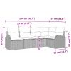 5-delars Trädgårdsoffaset med kuddar Beige Poly Rottning vidaXL 234 x 124 x 85 cm – miniatyr 8