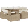 5-delars trädgårdsoffaset med kuddar beige Polyrotting vidaXL Mellan – miniatyr 2