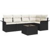 5-delars trädgårdsoffaset med kuddar, brunt av poly rattan vidaXL 242.5 x 132.5 x 85 cm – miniatyr 2