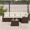 5-delars trädgårdsoffaset med kuddar grå poly rattan vidaXL 5 - Sits – miniatyr 3