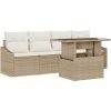 5-delars trädgårdsoffaset med kuddar i beige poly rattan vidaXL 100 x 55 x 73 cm – miniatyr 2