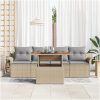 5-delars trädgårdsoffaset med kuddar i beige poly-rattan vidaXL Stor – miniatyr 3
