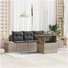 5-delars trädgårdsoffaset med kuddar i grå polyrotting vidaXL 100 x 55 x 73 cm – miniatyr 1