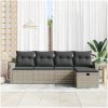 5 Delars Trädgårdsoffaset med Kuddar Ljusgrå Poly Rattan vidaXL 234 x 117 x 85 cm – miniatyr 3