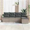 5-delars trädgårdsoffaset med kuddar ljusgrå poly rattan vidaXL 251 x 117 x 85 cm – miniatyr 3