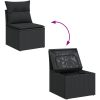 5 Delars Trädgårdsoffaset med Kuddar Svart Polyrotting Akacia vidaXL Medium – miniatyr 11