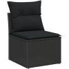 5 Delars Trädgårdsoffaset med Kuddar Svart Polyrotting Akacia vidaXL Medium – miniatyr 5