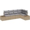 5-delars trädgårdsoffasett med kuddar Beige Poly Rattan vidaXL 264 x 154 x 85 cm – miniatyr 2