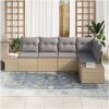5-delars trädgårdsoffasett med kuddar Beige Poly Rattan vidaXL 264 x 154 x 85 cm – miniatyr 3