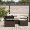 5 Delars Trädgårdsoffasett med Kuddar Brun Poly Rattan vidaXL Medelstor – miniatyr 3