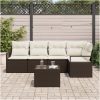 5-delars trädgårdsoffasett med kuddar grå poly rattan vidaXL Medium – miniatyr 3