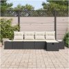 5-delars trädgårdsoffasett med kuddar i svart poly-rattan vidaXL 239 x 117 x 85 cm – miniatyr 3