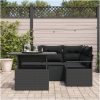 5-delars Trädgårdsoffasett med Kuddar Svart Poly Rattan vidaXL Medium – miniatyr 3