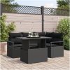 5-delars Trädgårdsoffasett med Kuddar Svart Poly Rattan vidaXL Medium – miniatyr 1