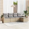 5 Delars Trädgårdsoffeset med Kuddar Beige Poly Rottning vidaXL 234 x 117 x 85 cm – miniatyr 1