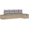 5-delars Trädgårdsoffgrupp med kuddar i beige poly-rattan vidaXL 239 x 117 x 85 cm – miniatyr 2