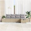 5-delars Trädgårdsoffgrupp med kuddar i beige poly-rattan vidaXL 239 x 117 x 85 cm – miniatyr 3