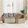 5-delars trädgårdsoffor med kuddar Beige Poly Rattan vidaXL 100 x 55 x 73 cm – miniatyr 1