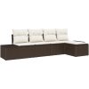 5-delars trädgårdsoffor set med kuddar - brun poly rattan vidaXL 294 x 117 x 85 cm – miniatyr 2