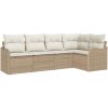 5 Delars Trädgårdsoffset Med Kuddar Beige Poly Rattan vidaXL Stor – miniatyr 2