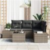 5 Delars Trädgårdsoffset med kuddar i grå poly-rattan vidaXL 55 x 55 x 37 cm – miniatyr 3