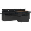 5-delars trädgårdsoffset med kuddar i svart poly-rattan och akacia vidaXL 100 x 55 x 73 cm – miniatyr 2