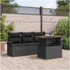5-delars trädgårdsoffset med kuddar i svart poly-rattan och akacia vidaXL 100 x 55 x 73 cm – miniatyr 1