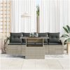5-delars Trädgårdsoffset med Kuddar Ljusgrå Poly Rattan vidaXL 100 x 55 x 73 cm – miniatyr 3