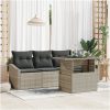 5-delars Trädgårdsoffset med Kuddar Ljusgrå Poly Rattan vidaXL 100 x 55 x 73 cm – miniatyr 1