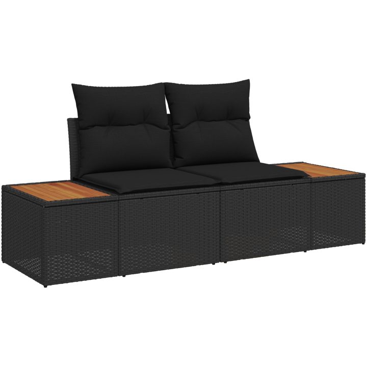5-delars trädgårdsoffset med kuddar, svart poly rattan vidaXL Stor – bild 4