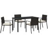 5-delars Trädgårdspriset set Svart Poly Rattan vidaXL 140 x 70 x 73 cm – miniatyr 2