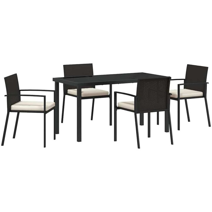 5-delars Trädgårdspriset set Svart Poly Rattan vidaXL 140 x 70 x 73 cm – bild 2