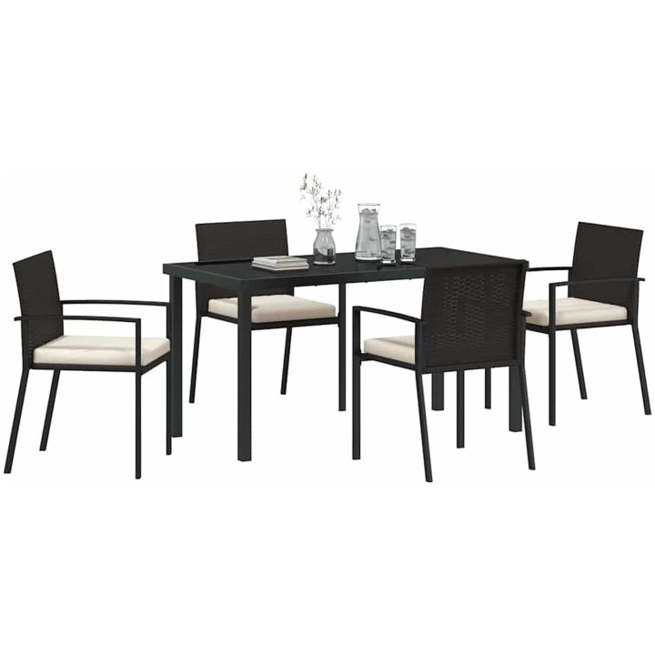 5-delars Trädgårdspriset set Svart Poly Rattan vidaXL 140 x 70 x 73 cm – bild 3