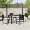 5-delars Trädgårdspriset set Svart Poly Rattan vidaXL 140 x 70 x 73 cm – miniatyr 4