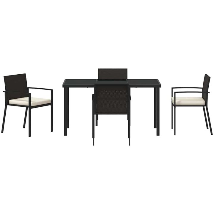 5-delars Trädgårdspriset set Svart Poly Rattan vidaXL 140 x 70 x 73 cm – bild 6