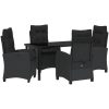 5-delars Trädgårdsservering med Kuddar - Svart Poly Rattan vidaXL 140 x 80 x 73 cm – miniatyr 2