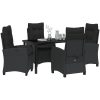 5-delars Trädgårdsservering med Kuddar - Svart Poly Rattan vidaXL 140 x 80 x 73 cm – miniatyr 3
